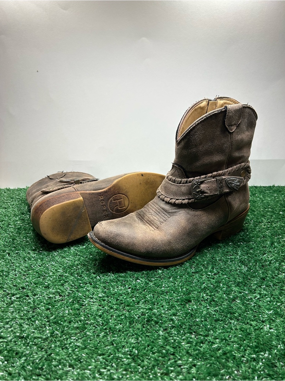 Women’s Brown Western Ankle Boots - Casual Cowboy Style